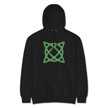 Green Celtic Knot Design Hoodie | Unisex Knotwork Graphic Pullover Sweatshirt