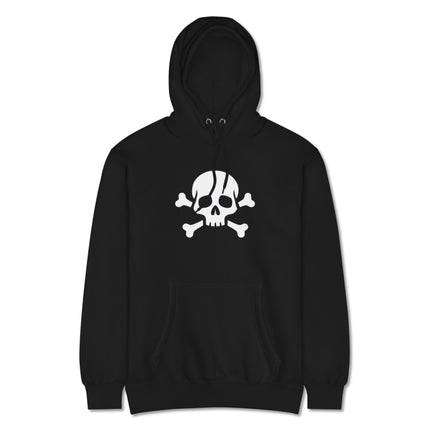 Pirate skull and crossbones graphic pullover hoodie with jolly roger print.