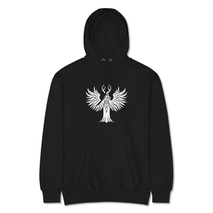 Norse Valkyrie winged warrior graphic on a unisex viking pullover hoodie fleece.