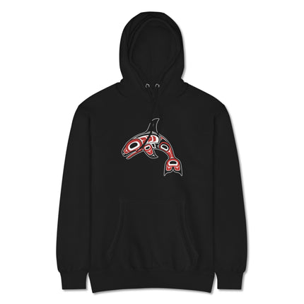 Pacific Northwest indigenous orca killer whale art hoodie design.