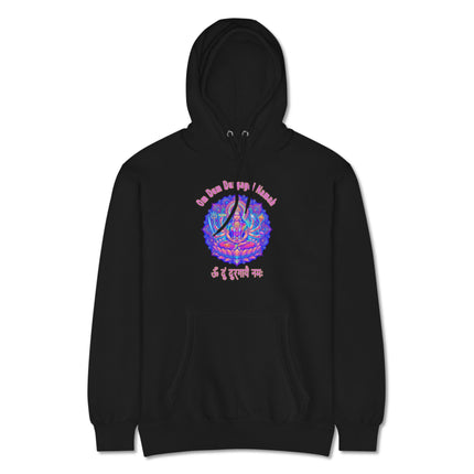Durga Goddess hoodie featuring Om Dum Durgayei Namah Hindu mantra print pullover.