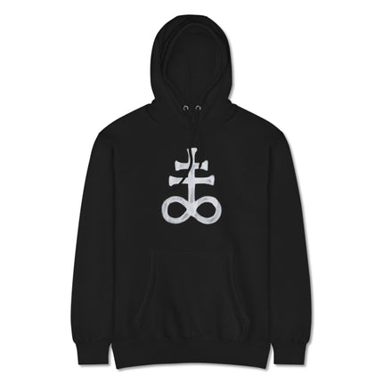 Leviathan Cross Symbol Hoodie: Brimstone pagan alchemy design print.