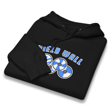 Norse Viking Shield Wall graphic hoodie pullover for unisex wear.