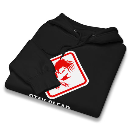 Metal rock "Headbanging Zone Stay Clear" graphic pullover fleece hoodie.