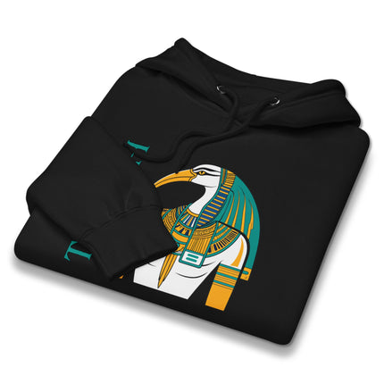 Thoth Ancient Egyptian God graphic on a unisex pullover fleece hoodie.