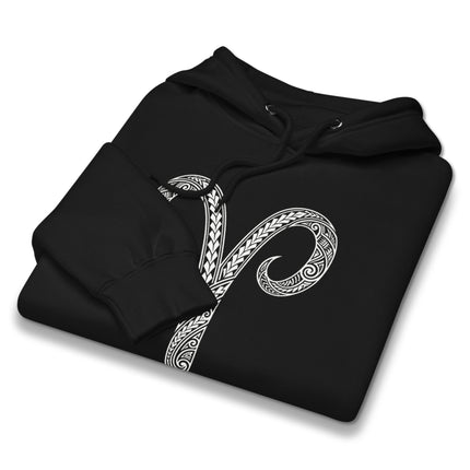 Tribal Aries Zodiac Hoodie featuring Polynesian astrology symbols print.
