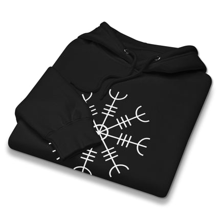 Aegishjalmur Norse Viking symbol pullover hoodie featuring the Helm of Awe design.