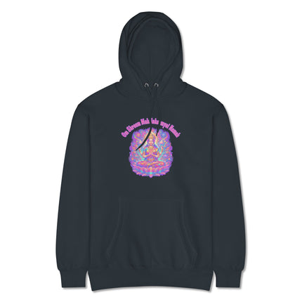 Lakshmi Goddess and Om Shreem mantra print on spiritual pullover hoodie.