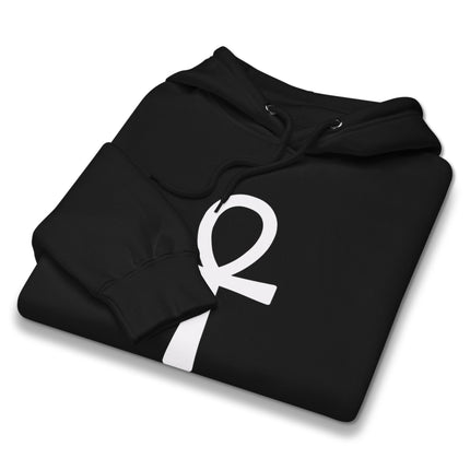Ankh symbol graphic print on a unisex pullover hoodie featuring ancient Egyptian design.