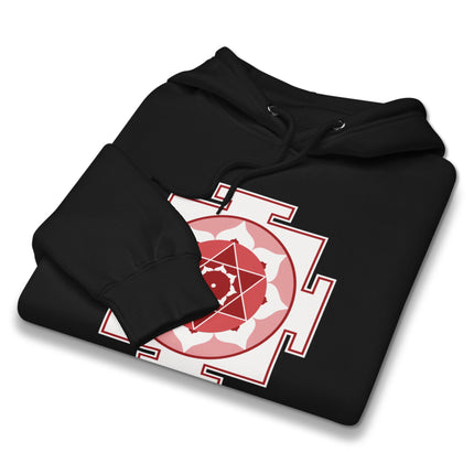 Kamala Yantra sacred geometry symbol printed on a Hindu Goddess pullover hoodie.