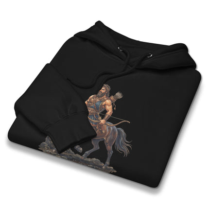 Centaur Greek mythology archer graphic print on a pullover hoodie.