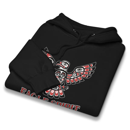 Eagle head tribal art graphic on an indigenous spirit pullover hoodie.
