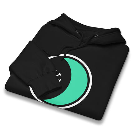 Wicca Moon and Star Symbol Seax design pullover hoodie for pagan wear.
