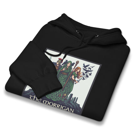 Morrigan Celtic Triple Goddess hoodie featuring Irish mythology witch print design.