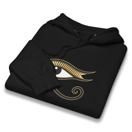 Ancient Egypt Eye of Horus graphic on unisex pullover hoodie sweatshirt.