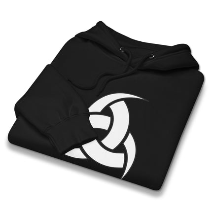 Viking pullover hoodie featuring Odin's Horns Norse symbol graphic print. Unisex fleece sweatshirt.