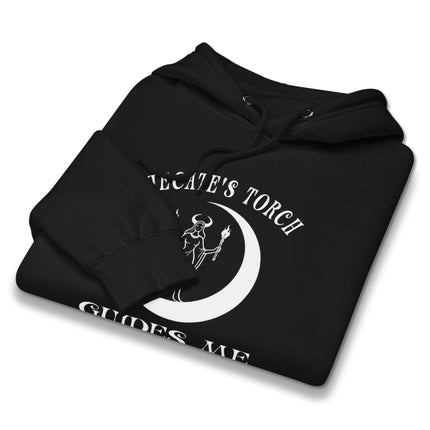 Witchy Goddess Hoodie featuring Hecate's Torch and Crescent Moon graphic print pullover.