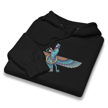 Persian Faravahar Hoodie - Zoroastrian Symbol Spiritual Art