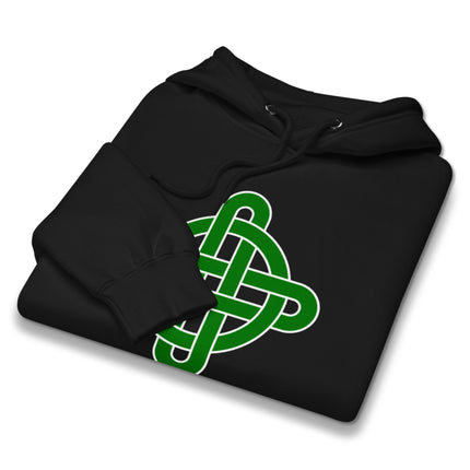 Celtic Knot Graphic Hoodie Sweatshirt featuring intricate knotwork design print.