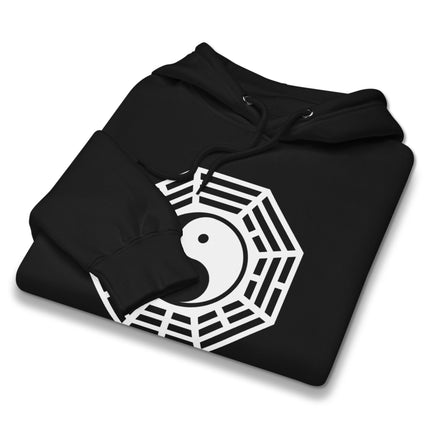 Yin Yang Bagua hoodie featuring Taoist I Ching trigram graphics pullover design.