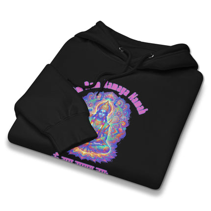 Lord Rama psychedelic hoodie featuring Om Ramaya Namah Hindu mantra graphic print.