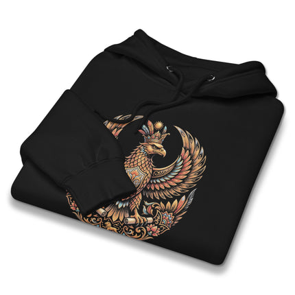 Shabaz Persian Mythology Eagle Hoodie | Mythical Bird Graphic Pullover Hoodie