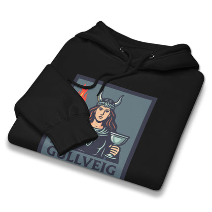 Norse goddess art on a pullover hoodie featuring a magical torch and chalice design.
