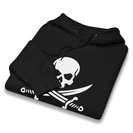 Jolly Roger skull saber pirate quote pullover hoodie design.