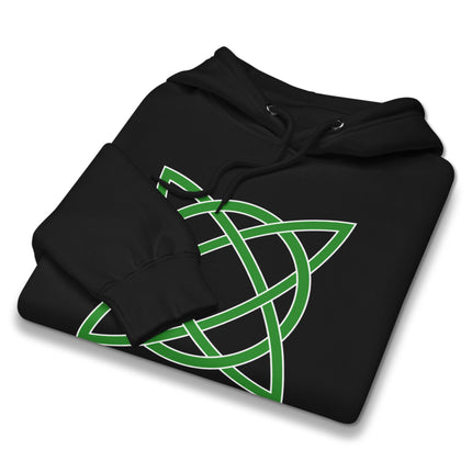 Green Celtic Knot Design Hoodie | Unisex Knotwork Graphic Pullover Sweatshirt