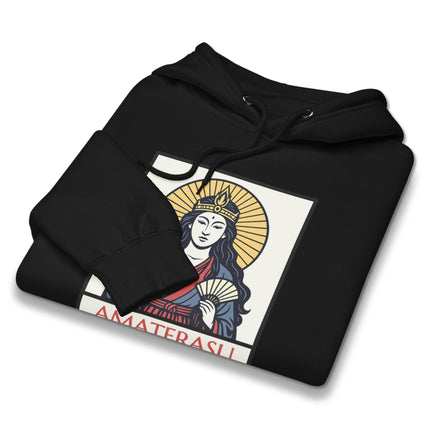 Amaterasu Japanese Sun Goddess print pullover hoodie for shinto mythology fans.