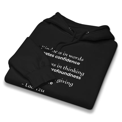 Lao Tzu kindness quote hoodie featuring inspirational wisdom for profound daily wear.