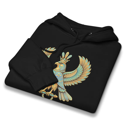 Persian Shahbaz Falcon Hoodie | Mythical Winged Bird Symbol Pullover Hoodie