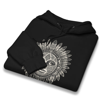 Tribal Lunar Mask Sacred Geometry Graphic Hoodie - Bohemian Style