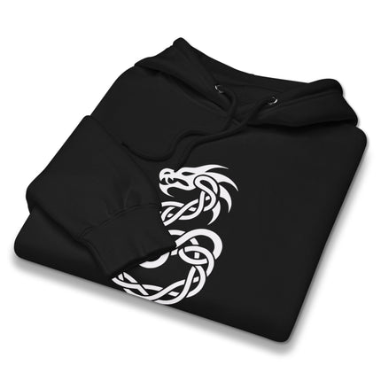 Celtic dragon knotwork hoodie graphic print on unisex pullover.