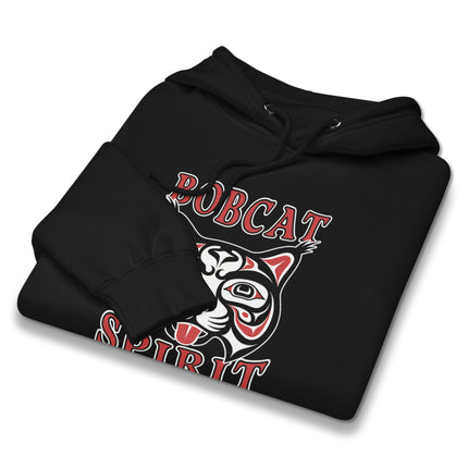 Indigenous Pacific Northwest bobcat spirit formline art pullover hoodie.