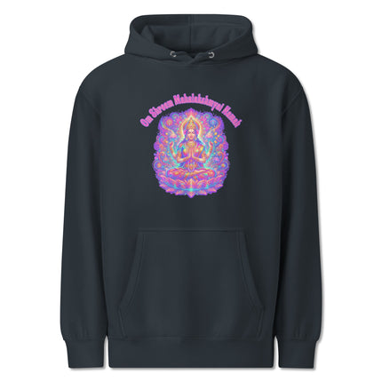 Hindu Lakshmi Goddess print hoodie featuring Om Shreem Mahalakshmyai Namah mantra pullover design.