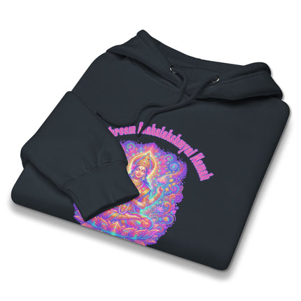 Goddess Lakshmi mantra hoodie featuring "Om Shreem Mahalakshmyai Namah" print pullover.