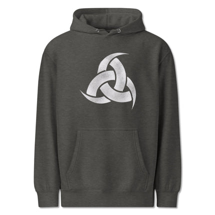 Viking hoodie featuring the Triple Horn of Odin Norse mythology graphic symbol print.
