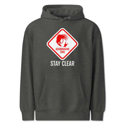Headbanging Zone Stay Clear metal rock music graphic pullover hoodie.