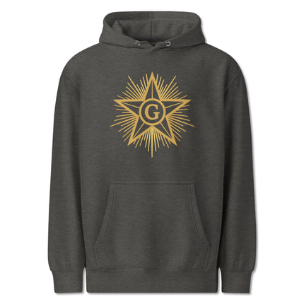 Freemason Blazing Star graphic printed on an Enlightenment-themed pullover hoodie.