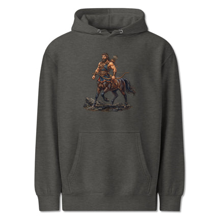 Greek mythology centaur hoodie featuring an archer horse-man graphic print.