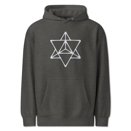 Merkaba sacred geometry star design on a comfortable unisex pullover hoodie.