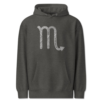 Scorpio zodiac symbol tribal graphic hoodie featuring an astrology celestial design print.
