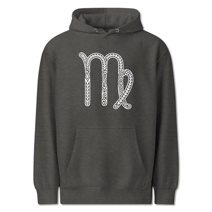 Ornate Virgo zodiac sign hoodie featuring detailed Celtic knot astrology design.
