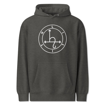 Witchy pullover hoodie featuring the mystical Lilith sigil occult symbol design.