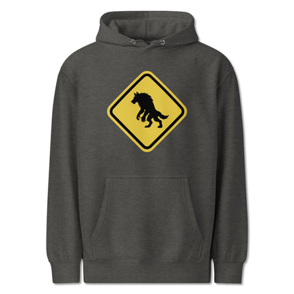 Werewolf Crossing Sign Hoodie | Monster Warning Unisex Pullover Hoodie