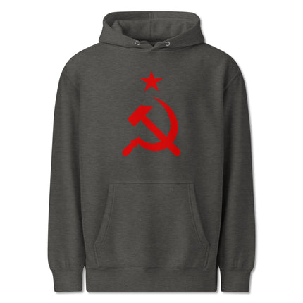 Hammer and Sickle Red Star graphic hoodie featuring socialist communism design.