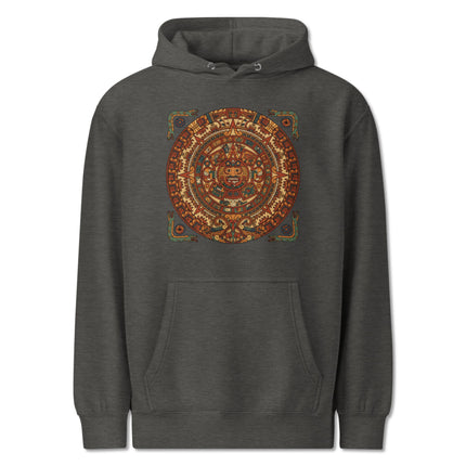 Mayan Calendar pattern pullover hoodie featuring ancient Mesoamerican art and civilization designs.