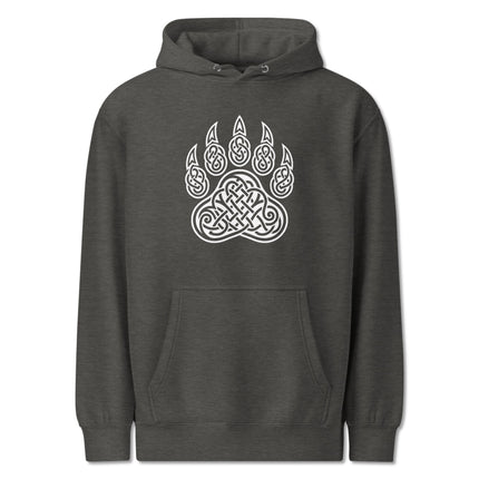 Bear paw hoodie featuring intricate Celtic knotwork pagan spirit animal design.