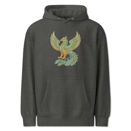 Homa Bird Hoodie | Persian Mythology Phoenix Gold Teal Graphic Pullover Hoodie